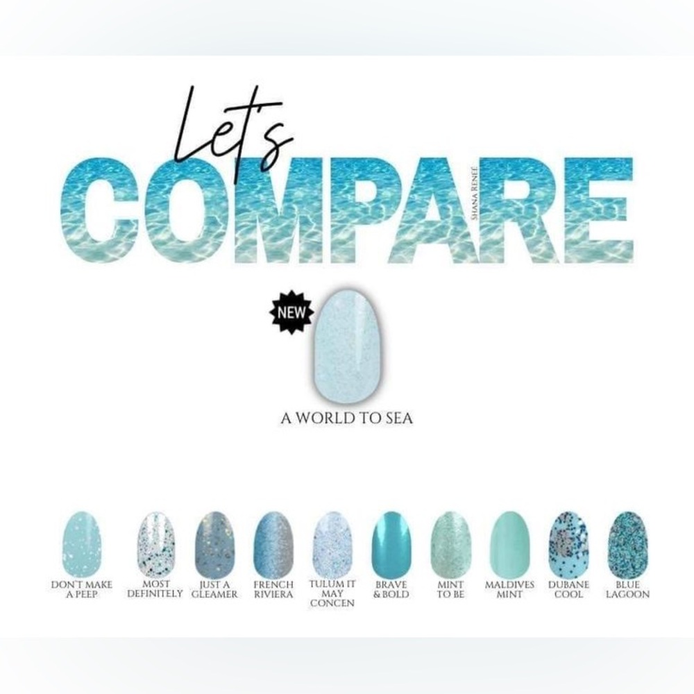 Color Street A WORLD TO SEA Pale Blue With Silver Glitter Nail Strips Set - Picture 8 of 8